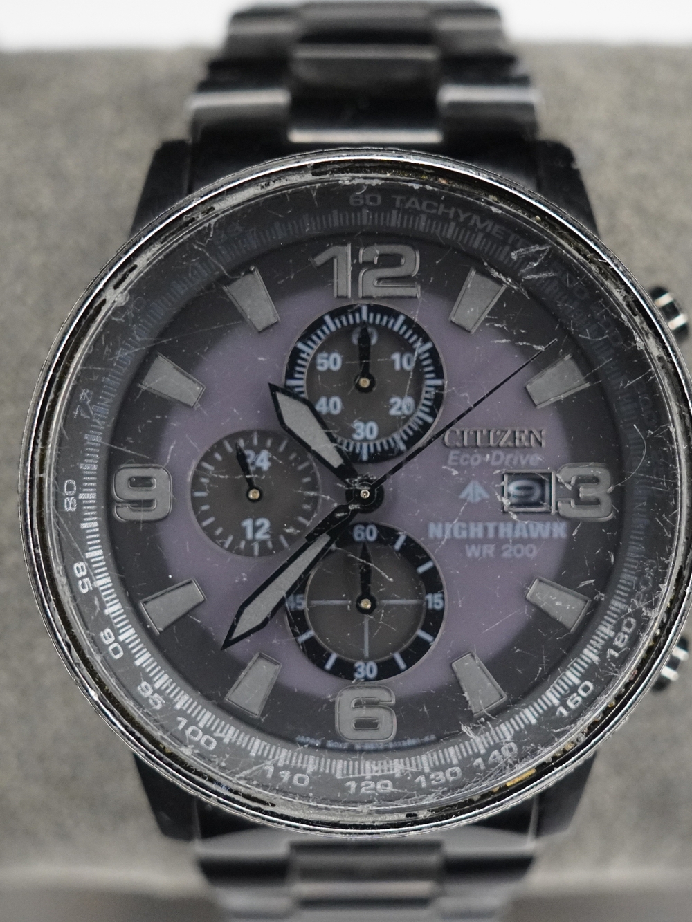 Citizen Nighthawk Eco-Drive Solar Chronograph WR200 Black Men's Watch